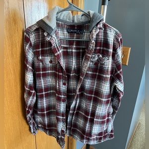 Oversized flannel with hood
